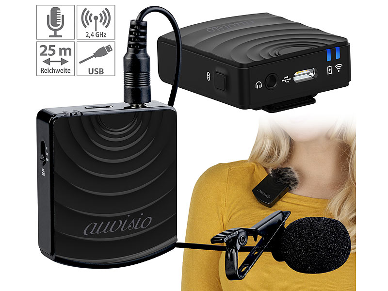 auvisio Digital Funkmikrofon& -Empfänger-Set, Klinke 2,4GHz, Reichweite 25m, www.pearl.de auvisio Digital Funkmikrofon& -Empfänger-Set, Klinke 2,4GHz, Reichweite 25m, www.pearl.de
