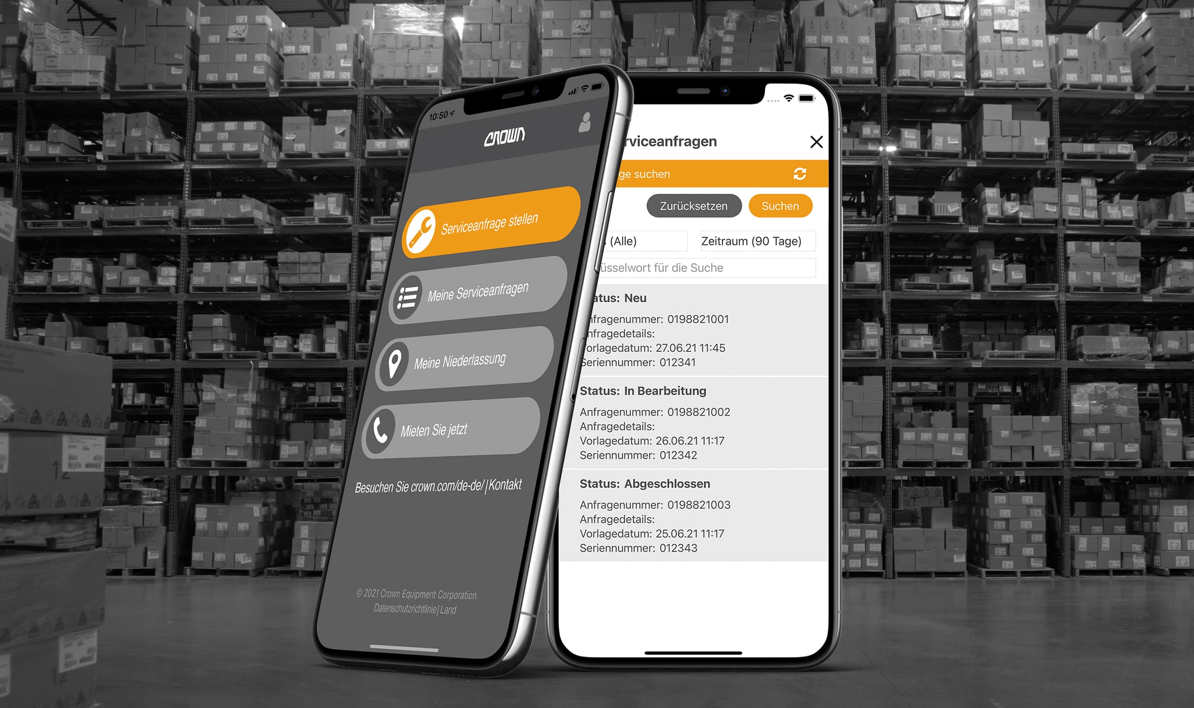 Die neue Kundendienst App von Crown. Die neue Kundendienst App von Crown.