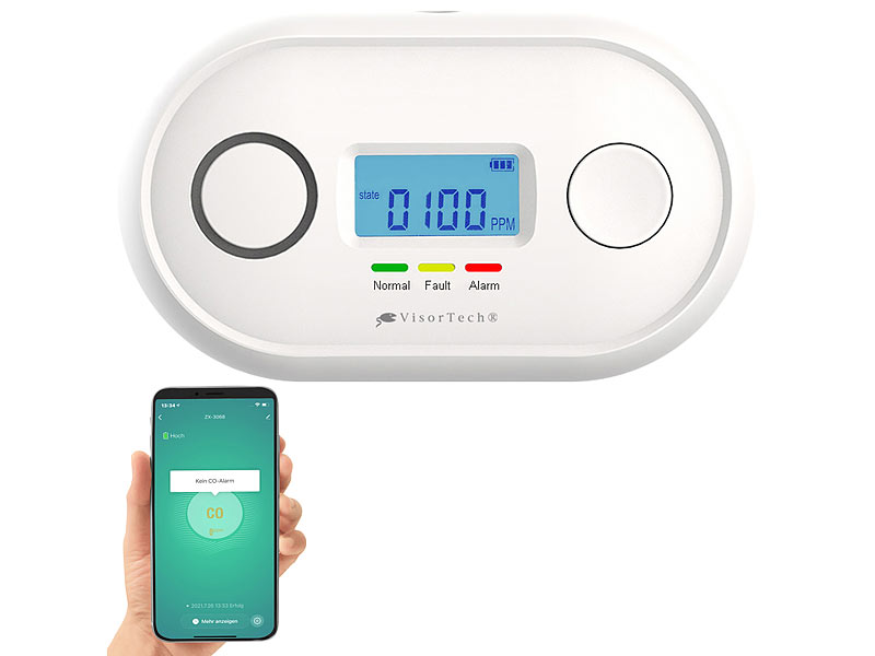 VisorTech WLAN-Kohlenmonoxid-Melder, LCD-Display, App, 85dB, www.pearl.de VisorTech WLAN-Kohlenmonoxid-Melder, LCD-Display, App, 85dB, www.pearl.de