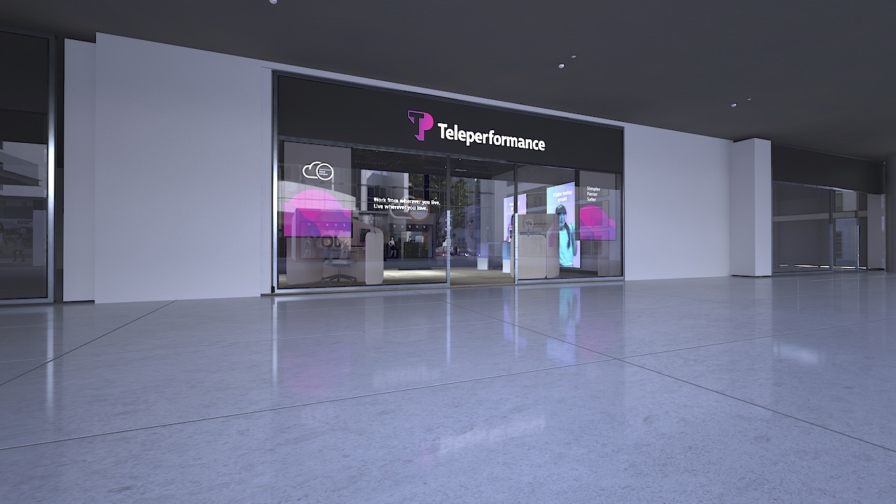 Da sein, wo die Menschen sind: Teleperformance Niederlassung in der belebten Mall. Da sein, wo die Menschen sind: Teleperformance Niederlassung in der belebten Mall.