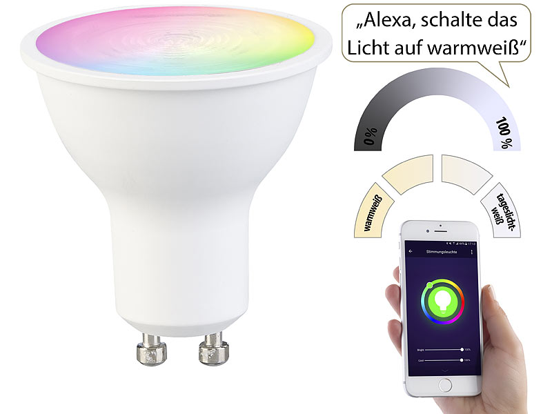 Luminea Home Control WLAN-LED-Spot LAV-215.rgbw, GU10, www.pearl.de Luminea Home Control WLAN-LED-Spot LAV-215.rgbw, GU10, www.pearl.de