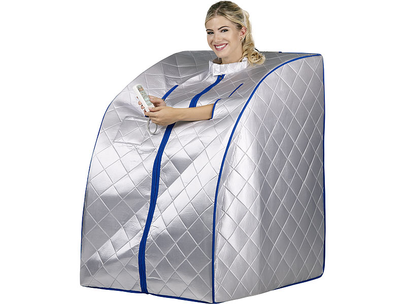 newgen medicals Portable Infrarot-Sauna mit Fußheizung, 4 Carbon-Heizern, Sitz, www.pearl.de