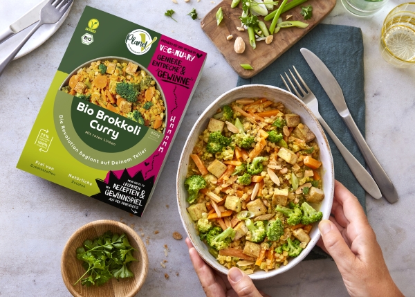 Planet V Brokkoli Curry in Veganuary Aktionsverpackung