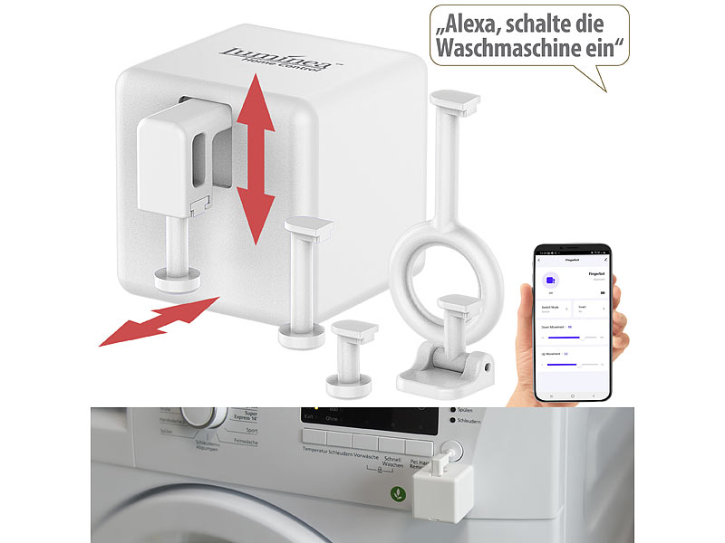 Luminea Home Control Smarter Schalter-Aufsatz für Kippschalter& Taster, www.pearl.de Luminea Home Control Smarter Schalter-Aufsatz für Kippschalter& Taster, www.pearl.de