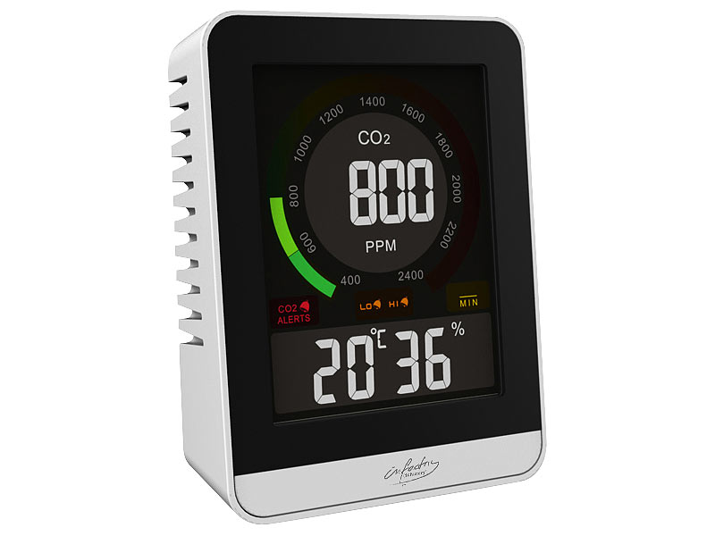 infactory Digitales CO2-Messgerät mit Temperatur, Luftfeuchtigkeit, Uhr& Wecker, www.pearl.de