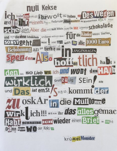 So sehen anonyme Briefe selten aus. (Bildquelle: @Krümelmonster)