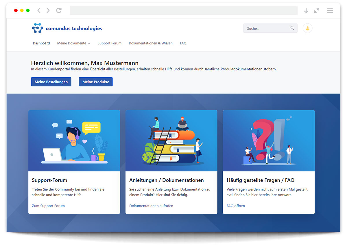 Angebot von Self-Service Funktionen in einem Kundenportal