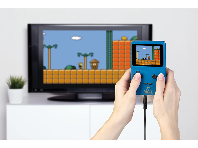 MGT Mobile Games Technology 2in1-Retro-Spielekonsole, 7-cm-Farbdisplay, 300 Spiele, www.pearl MGT Mobile Games Technology 2in1-Retro-Spielekonsole, 7-cm-Farbdisplay, 300 Spiele, www.pearl