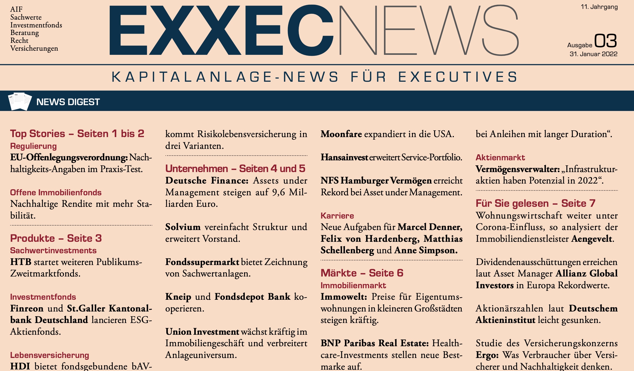 Kapitalanlagezeitung EXXECNEWS 3/2022: Nachhaltigkeit im Praxis-Test