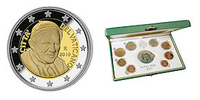 Vatikan-Kursmünzensatz 2010 zum Jubiläum „5 Jahre deutscher Papst“