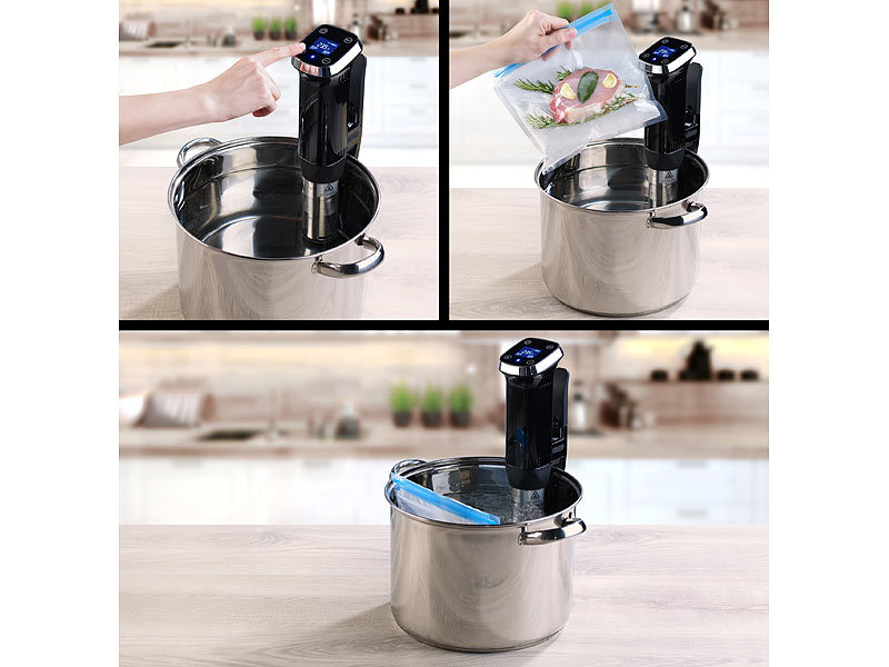 Rosenstein& Söhne Profi-Sous-Vide-Garer mit LCD-Display, Timer, bis 20 l, 1.300 Watt, www.pearl.de