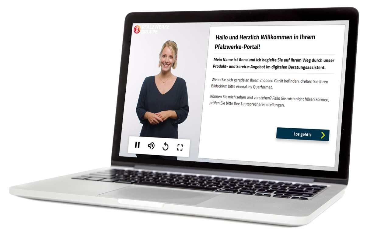Der digitale Videoberatungsassistent der Pfalzwerke (Bildquelle: PTA IT-Beratung)