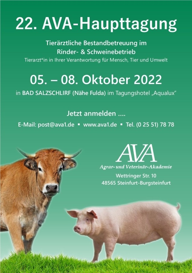 Einladung zur 22. AVA.Haupttagung für TIerärztinnen und Tierärzte in Bad Salzschlirf (bei Fulda) (© AVA)