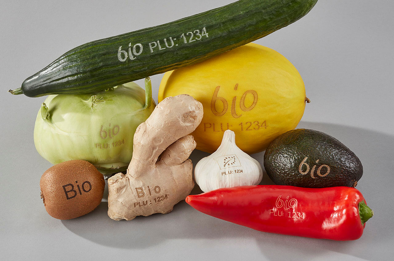 Gekennzeichnetes Obst und Gemüse. Gekennzeichnetes Obst und Gemüse.