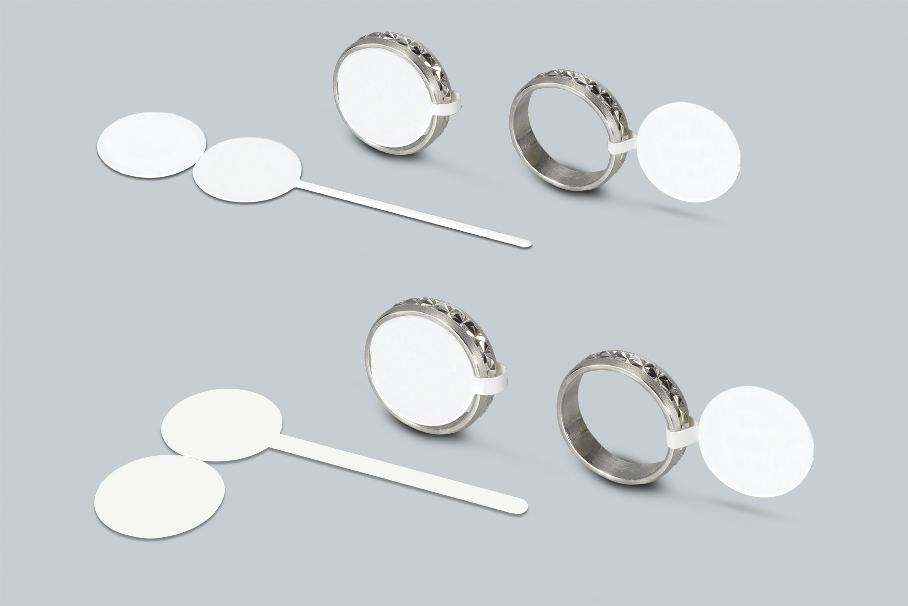 Im eXtra4-Katalogsortiment für Schmuck und Uhren: Etiketten mit runden Beschriftungsfeldern