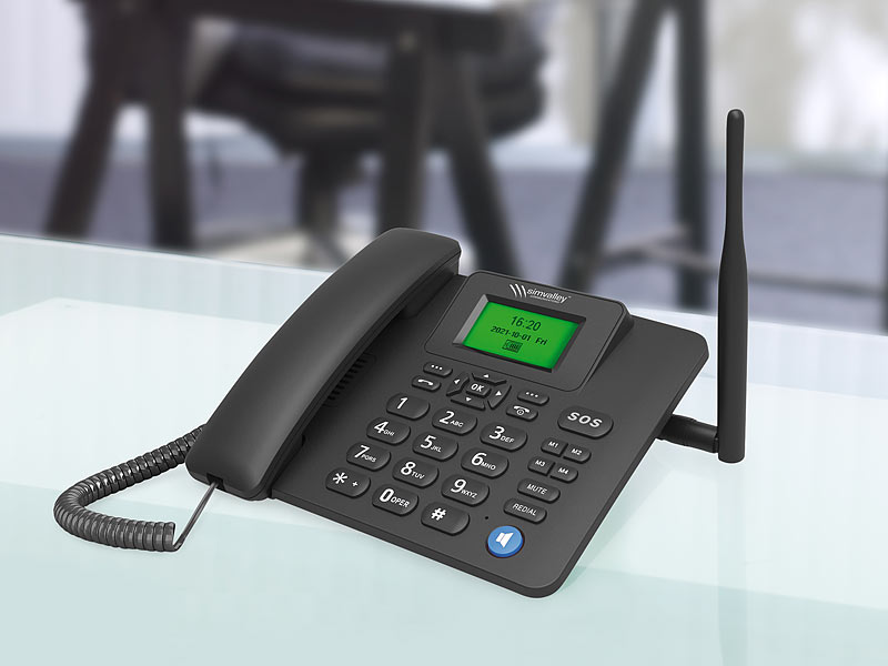 simvalley communications 4G-Tischtelefon TTF-405, Hotspot-Funktion, WLAN, Akku, www.pearl.de