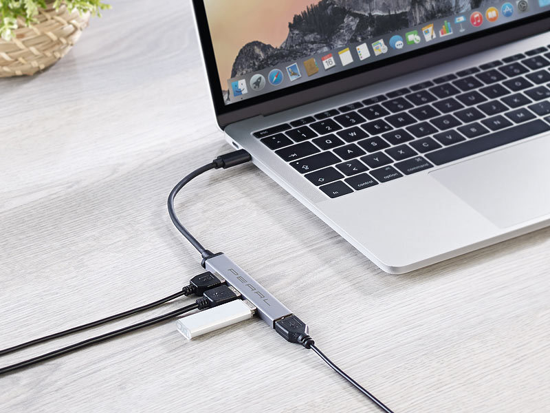 PEARL USB-C-Hub oder USB-Hub mit 4 Ports, 1x USB 3.0, 3x USB 2.0, bis 5 Gbit/s, www.pearl.de PEARL USB-C-Hub oder USB-Hub mit 4 Ports, 1x USB 3.0, 3x USB 2.0, bis 5 Gbit/s, www.pearl.de