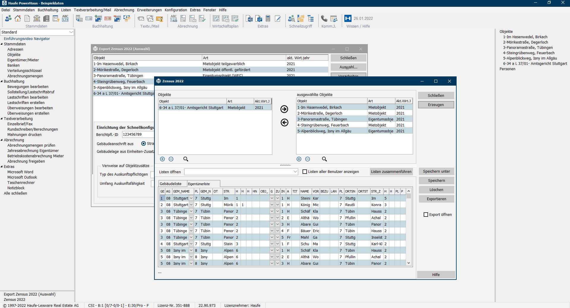 Intuitive Benutzeroberfläche des Zensus-Moduls der ERP-Software Haufe PowerHaus (Screenshot: Haufe) Intuitive Benutzeroberfläche des Zensus-Moduls der ERP-Software Haufe PowerHaus (Screenshot: Haufe)
