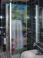 Duschkabine mit Fotofliesen aus Glas ca.0,80m x 2,20m, *frei gewähltes Fliesenmaß