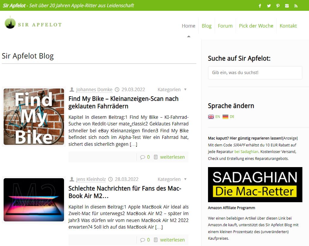 Sir Apfelog Blog - Alles Apple Sir Apfelog Blog - Alles Apple