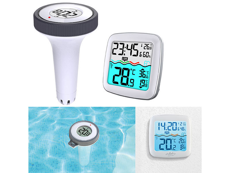 infactory Digitales Teich-& Pool-Thermometer PT-310, Funk-Empfänger, Farb-LCD, IP67, www.pearl.de infactory Digitales Teich-& Pool-Thermometer PT-310, Funk-Empfänger, Farb-LCD, IP67, www.pearl.de