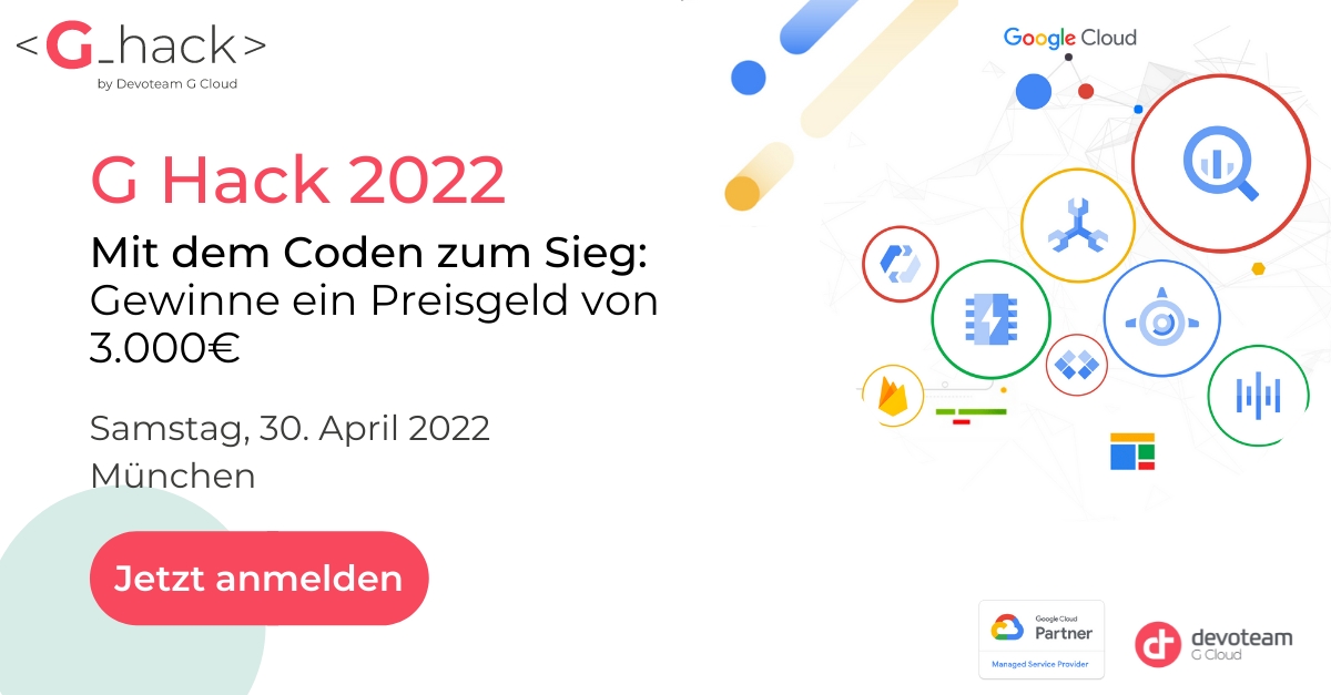 Devoteam G Cloud eröffnet Registrierung für Hackathon-Event G Hack 2022 (Bildquelle: @ Devoteam) Devoteam G Cloud eröffnet Registrierung für Hackathon-Event G Hack 2022 (Bildquelle: @ Devoteam)