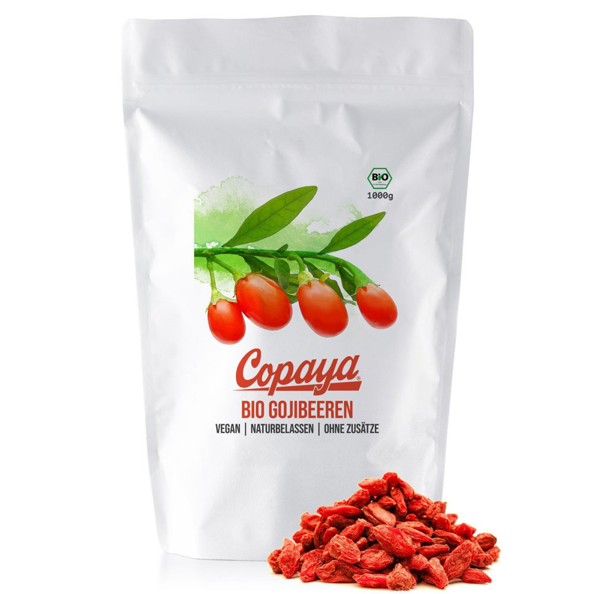 Die Goji Beeren von Copaya stammen aus kontrolliert biologischem Anbau und kommen in der wiederversc