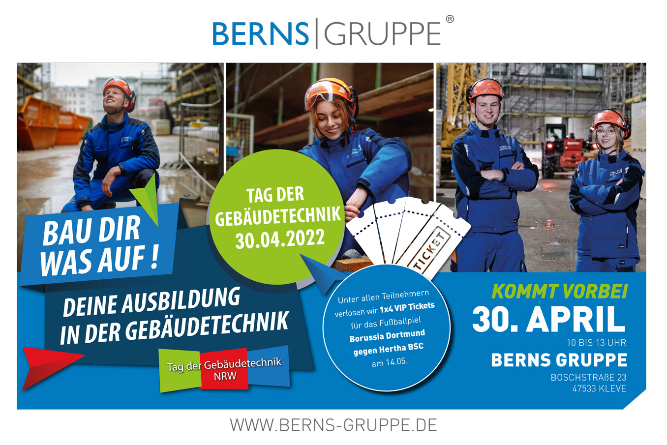 Die Zukunftsaussichten sind rosig. Die Berns Gruppe informiert am Tag der Gebäudetechnik über Berufsbilder und Möglichkeiten. Die Zukunftsaussichten sind rosig. Die Berns Gruppe informiert am Tag der Gebäudetechnik über Berufsbilder und Möglichkeiten.