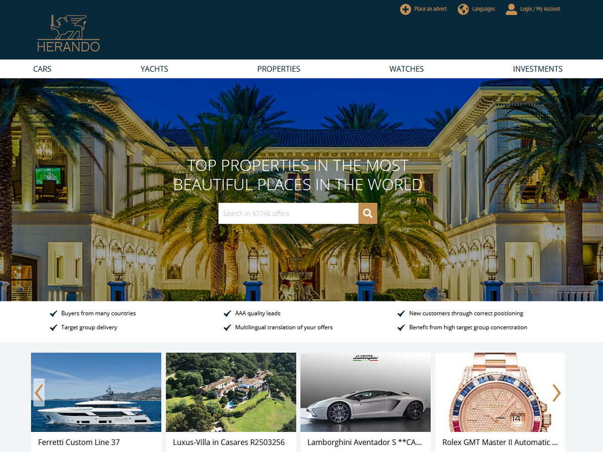 Die Erfahrenen Berater von Herando haben 30 Jahre Erfahrung im Luxussegment und betreiben seit 7 Jahren die Plattform herando.com Die Erfahrenen Berater von Herando haben 30 Jahre Erfahrung im Luxussegment und betreiben seit 7 Jahren die Plattform herando.com