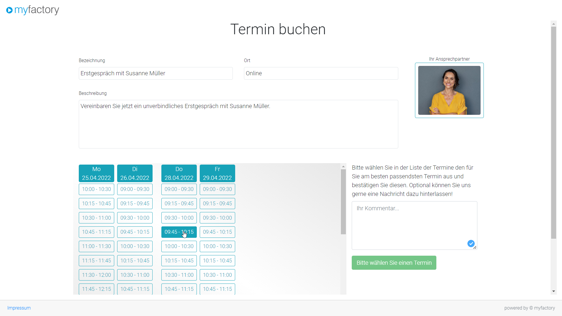 Template Terminverwaltung Template Terminverwaltung