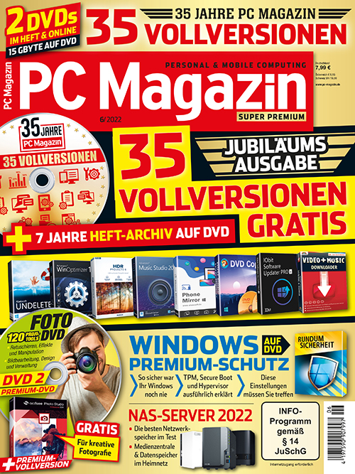 Die Jubiläumsausgabe des PC Magazins bietet 35 Vollversionen und ein umfangreiches Heft-Archiv.