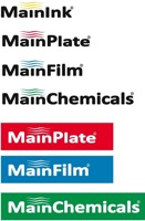 Just4Print-Produktlogos: MainInk, MainPlate, MainFilm und MainChemicals Just4Print-Produktlogos: MainInk, MainPlate, MainFilm und MainChemicals