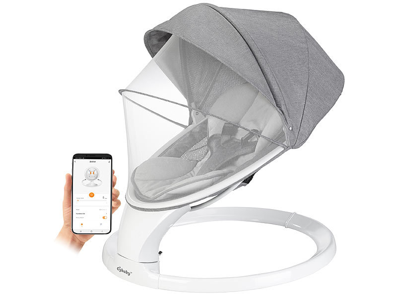 Cybaby Smarte Babywippe BW-10.app aus Aluminium, Bluetooth, WLAN, Touch-Tasten und App, www.pearl.de Cybaby Smarte Babywippe BW-10.app aus Aluminium, Bluetooth, WLAN, Touch-Tasten und App, www.pearl.de