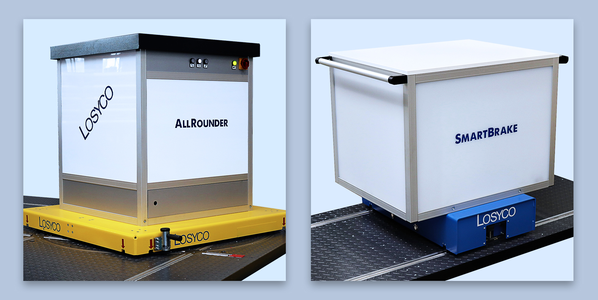 Die AllRounder-Lenkplattform mit halbautomatischer Lenkung und die sensorgesteuerte SmartBrake (Die Bildrechte liegen bei dem Verfasser der Mitteilung.) Die AllRounder-Lenkplattform mit halbautomatischer Lenkung und die sensorgesteuerte SmartBrake (Die Bildrechte liegen bei dem Verfasser der Mitteilung.)