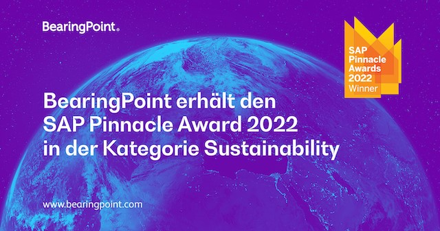 „BearingPoint erhält den SAP Pinnacle Award 2022 in der Kategorie Sustainability“; BearingPoint