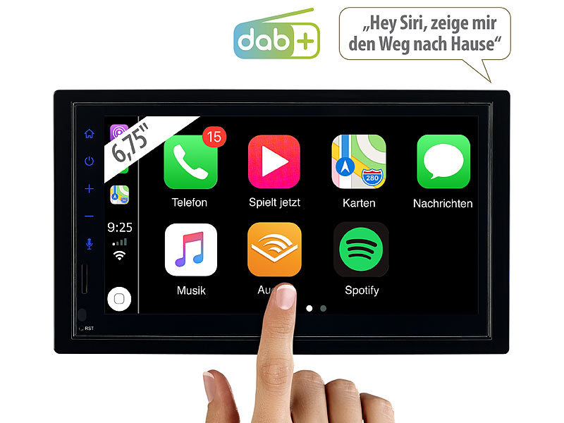 Creasono 2-DIN-Autoradio CAS-5045.acp mit Apple CarPlay, DAB+, Freisprecher, www.pearl.de (Die Bildrechte liegen bei dem Verfasser der Mitteilung.)