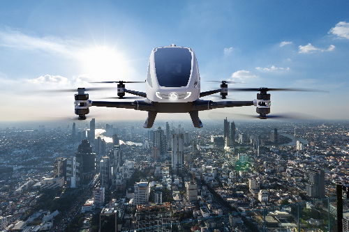 Flugtaxis, die autonome Mobilität von morgen. (Bildquelle: @AdobeStock (483907794) / kinwun)