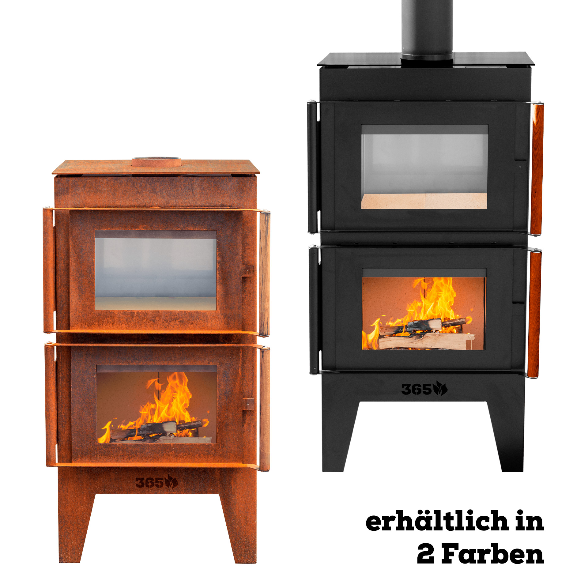 Gartenkamin Arved in corten und schwarz erhältlich Gartenkamin Arved in corten und schwarz erhältlich