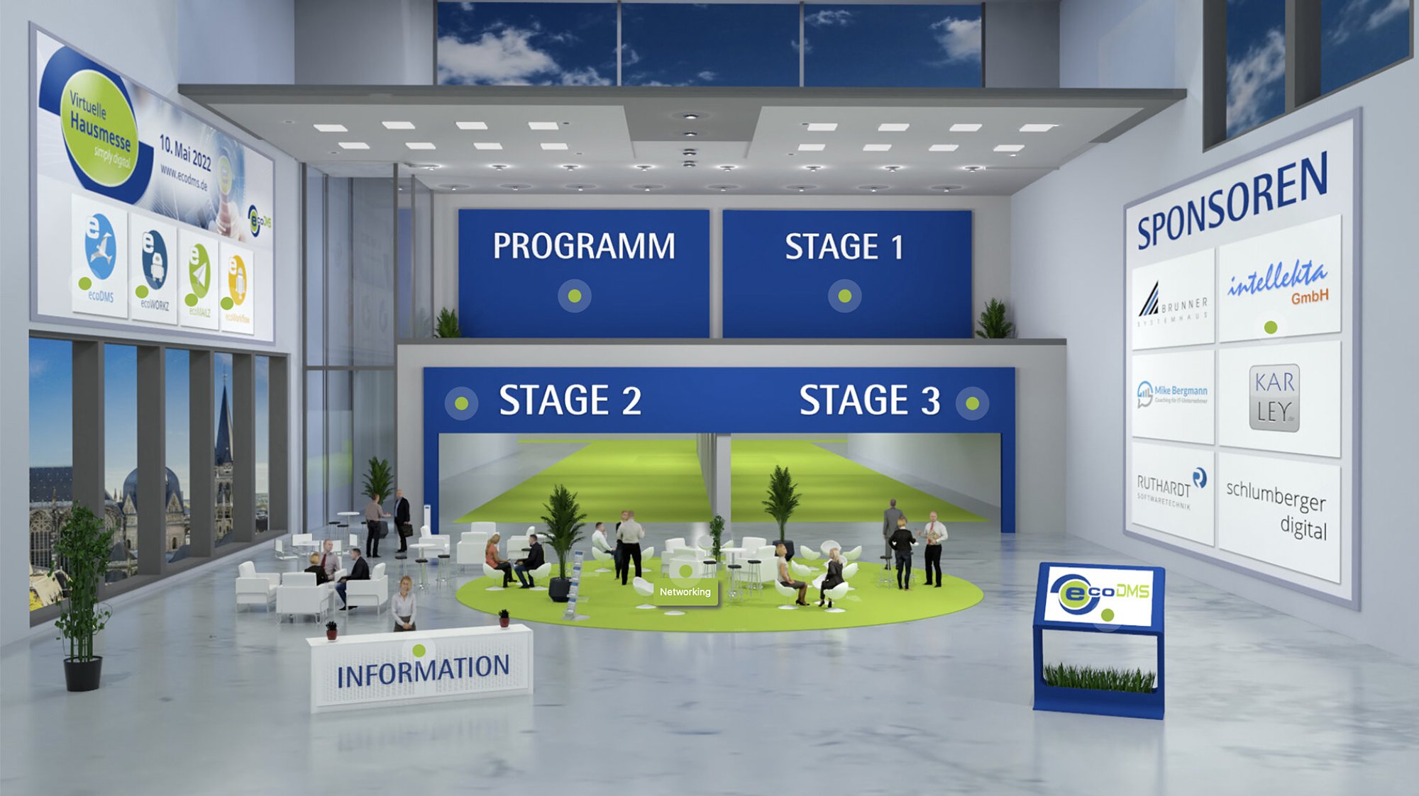 Eingangshalle der virtuellen ecoDMS-Hausmesse (Die Bildrechte liegen bei dem Verfasser der Mitteilung.)