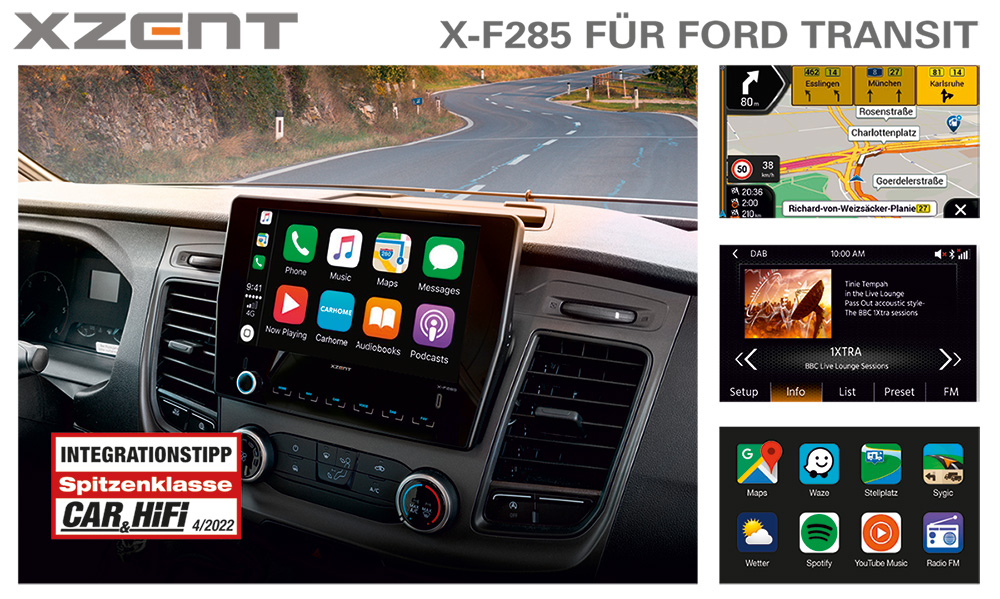 XZENT X-F285: Multimediasystem für Ford Transit (Die Bildrechte liegen bei dem Verfasser der Mitteilung.)