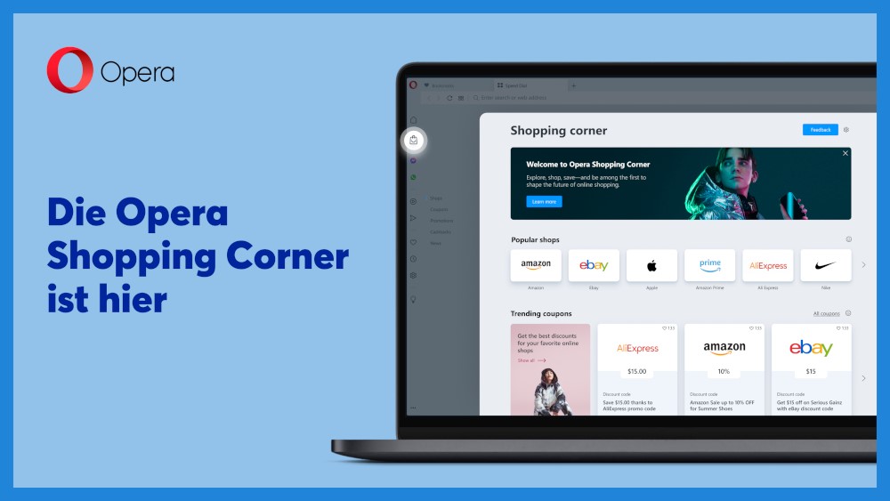 Die Opera Shopping Corner erleichtert den Online-Einkauf und spart Zeit! (Bildquelle: @opera)