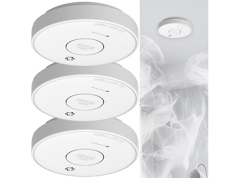 VisorTech 3er-Set drahtlos vernetzbare Funk-Rauchwarnmelder RWM-470, 85 dB, www.pearl.de (Die Bildrechte liegen bei dem Verfasser der Mitteilung.) VisorTech 3er-Set drahtlos vernetzbare Funk-Rauchwarnmelder RWM-470, 85 dB, www.pearl.de (Die Bildrechte liegen bei dem Verfasser der Mitteilung.)