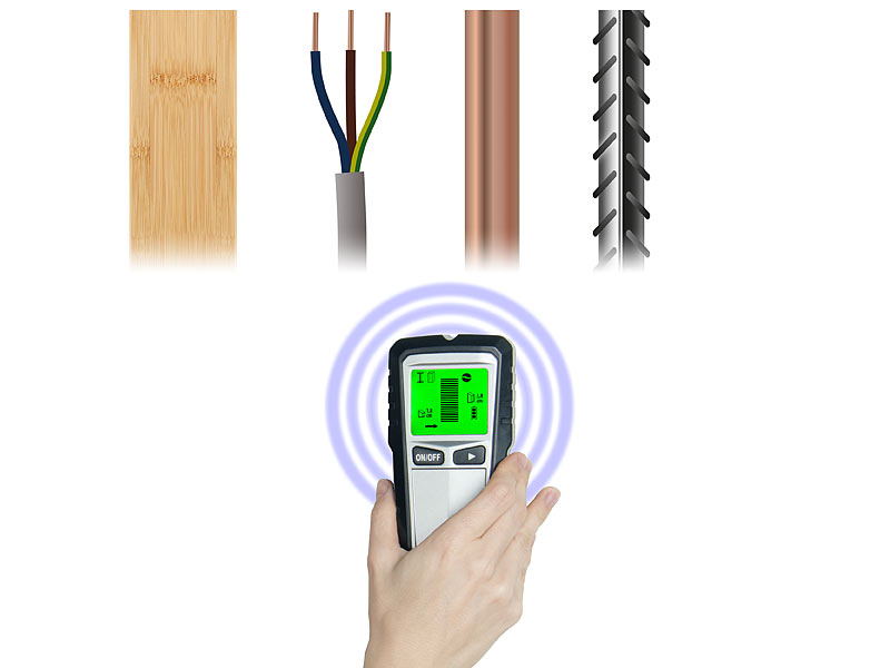 AGT 5in1-Multi-Detektor mit LCD-Display für Metall, Stromleitungen& Holz, www.pearl.de (Die Bildrechte liegen bei dem Verfasser der Mitteilung.) AGT 5in1-Multi-Detektor mit LCD-Display für Metall, Stromleitungen& Holz, www.pearl.de (Die Bildrechte liegen bei dem Verfasser der Mitteilung.)