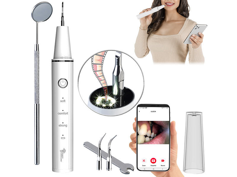 newgen medicals Kamera-Ultraschall-Zahnstein-& Plaque-Entferner, WLAN, HD, Akku, App, www.pearl.de (Die Bildrechte liegen bei dem Verfasser der Mitteilung.)