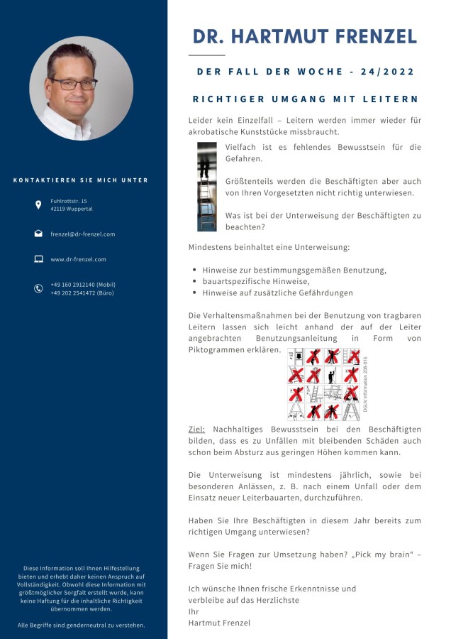 Der Fall der Woche | Richtiger Umgang mit Leitern (© Dr. Hartmut Frenzel)