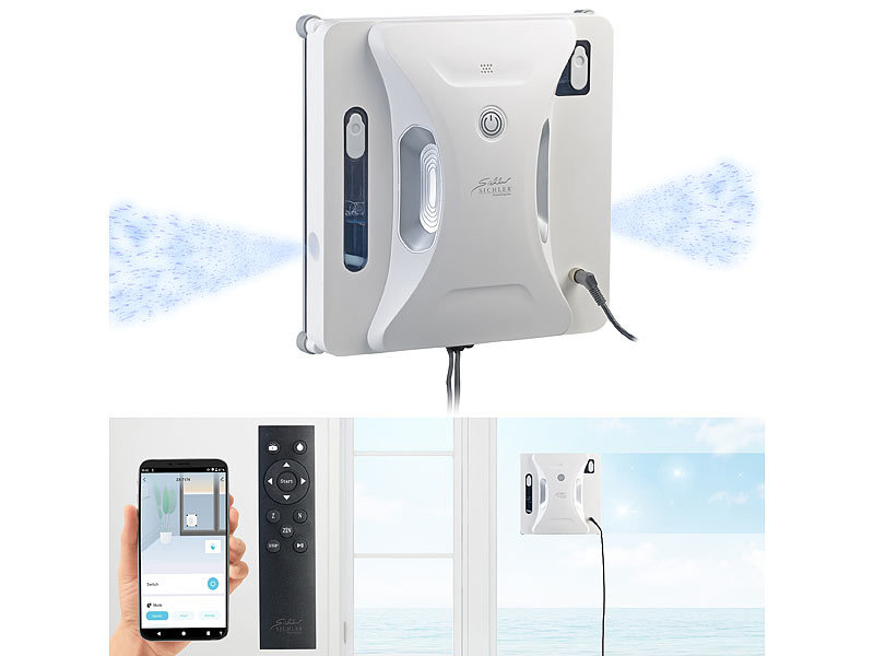 Sichler Haushaltsgeräte Profi-WLAN-Fensterputzroboter PR-300 mit Dual-Sprüher, www.pearl.de (Die Bildrechte liegen bei dem Verfasser der Mitteilung.)