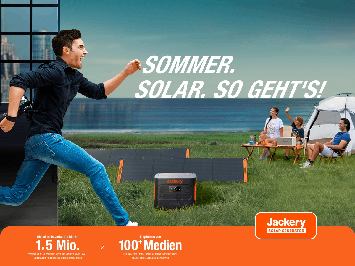 Solarbereit mit Jackery Solargenerator für diesen Sommer (Die Bildrechte liegen bei dem Verfasser der Mitteilung.) Solarbereit mit Jackery Solargenerator für diesen Sommer (Die Bildrechte liegen bei dem Verfasser der Mitteilung.)
