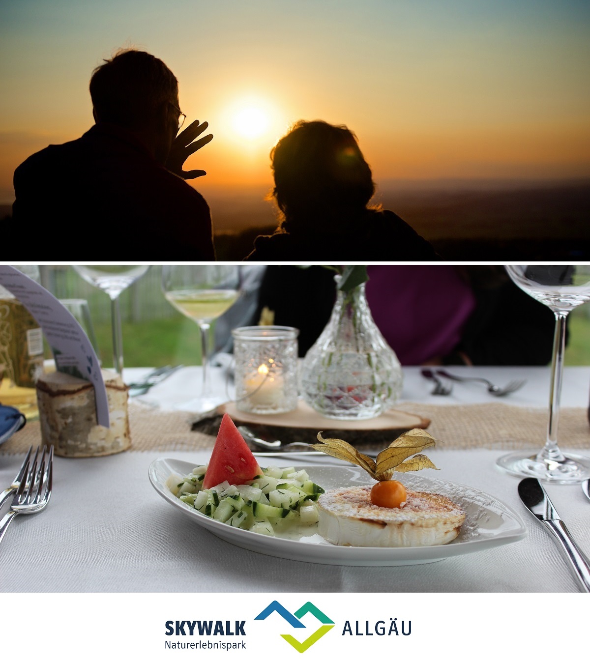 Am 16. Juli und 23. September finden exklusive Termine für ein romantisches Candle-Light Dinner im skywalk allgäu statt. Am 16. Juli und 23. September finden exklusive Termine für ein romantisches Candle-Light Dinner im skywalk allgäu statt.