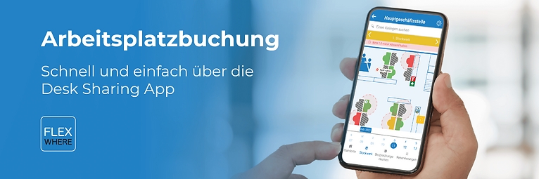 Arbeitsplatzbuchung leicht gemacht mit der FlexWhere-App (Die Bildrechte liegen bei dem Verfasser der Mitteilung.) Arbeitsplatzbuchung leicht gemacht mit der FlexWhere-App (Die Bildrechte liegen bei dem Verfasser der Mitteilung.)