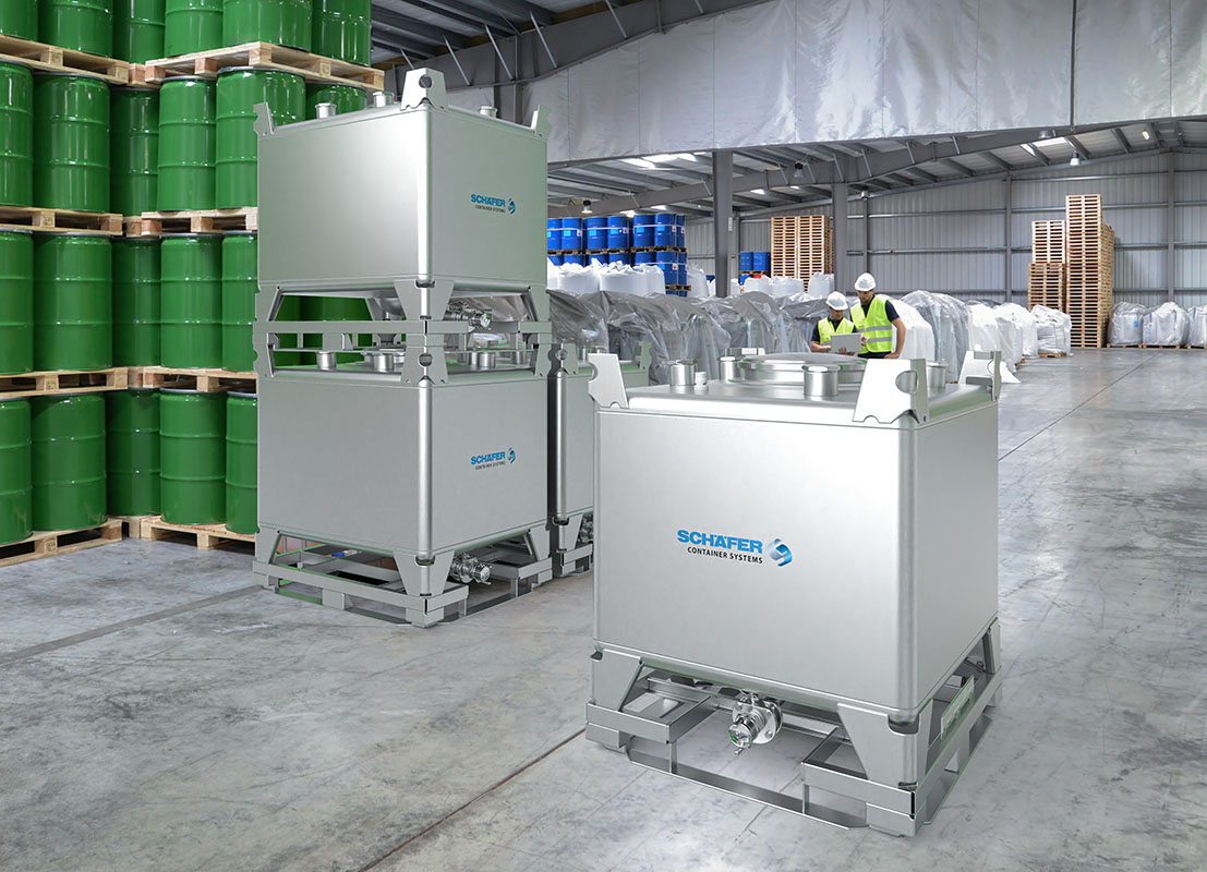 UN-Neuzulassung für rahmenlosen IBC Mehrwegbehälter aus Edelstahl mit Grundabmessung 1.200 x 1.000 m